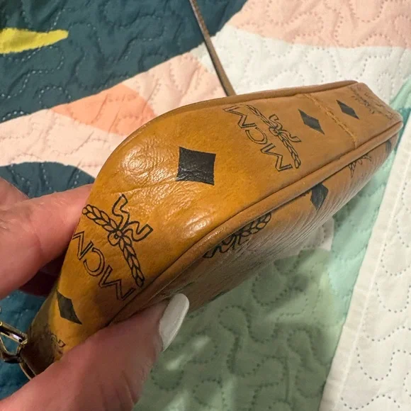 MCM Cognac Visetos Leather Crossbody with Bear Patch and Dark Teal Detail - Picture 9 of 12